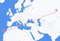 Vluchten van Novosibirsk, Rusland naar Las Palmas (ort i Mexiko, Veracruz, Tihuatlán), Spanje