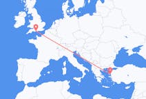 Flyreiser fra Mytilene, Hellas til Bournemouth, England
