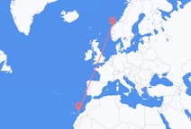 Vluchten van Ålesund, Noorwegen naar Lanzarote, Spanje