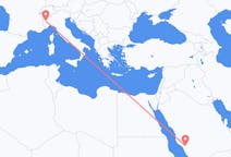 Vluchten van Al-Bahah, Saoedi-Arabië naar Turijn, Italië