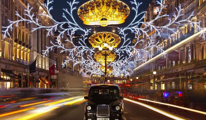 伦敦夜间敞篷巴士之旅与圣诞灯