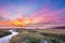 photo of beautiful sunset at Nationaal Park Duinen van Texel in island Texel in the Netherlands.
