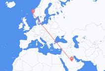 Flyreiser fra Riyadh, Saudi-Arabia til Bergen, Norge