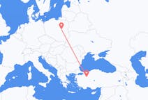 Flyreiser fra Eskişehir, Tyrkia til Warszawa, Polen