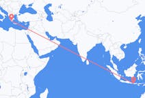 インドネシアのプラヤ、ロンボク島から、ギリシャのカラマタまでのフライト