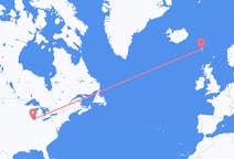 Vluchten van Chicago, Belize, Verenigde Staten naar Sørvágur, Faeröer