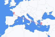 ギリシャのコス島からから、フランスのボルドーまでのフライト