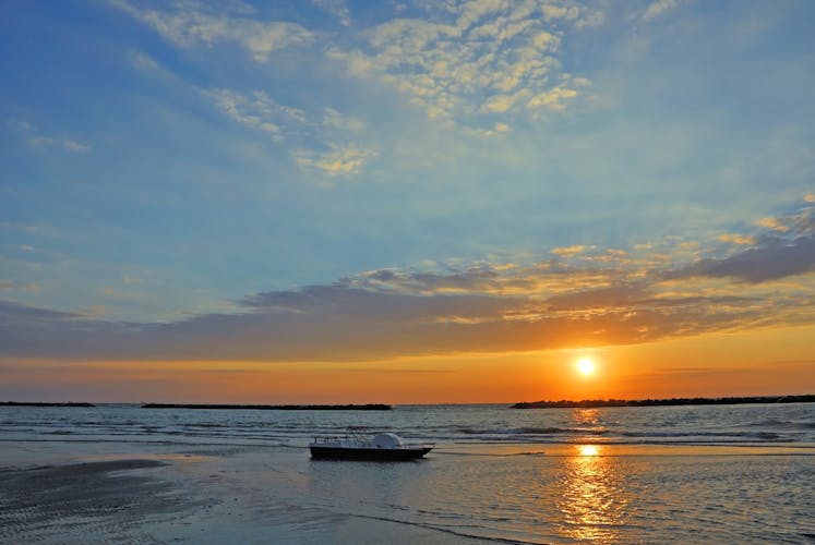 Sunrise at Adriano sand beach near Ravenna Italy.