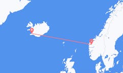 ノルウェーのサンダンから、アイスランドのレイキャビク行きフライト