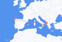 Flyreiser fra Santiago de Compostela, Spania til Corfu, Hellas