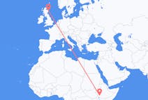 Flyg från Jinka, Etiopien till Aberdeen, Skottland
