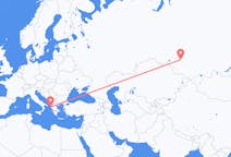Flyreiser fra Novosibirsk, Russland til Corfu, Hellas