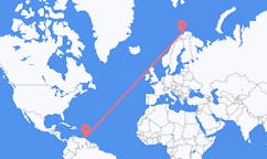 Lennot Espanjan satamasta, Trinidad ja Tobago Hasvikiin, Norja