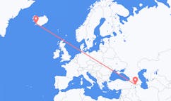 航班从阿塞拜疆纳希切万市到雷克雅维克市，冰岛塞尔