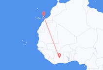 Flyreiser fra Bouaké, til Lanzarote