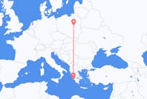 Flights from Warsaw in Poland to Zakynthos Island in Greece