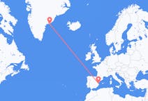 スペインのバレンシアからから、グリーンランドのクルスクまでのフライト