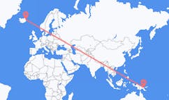 Flights from the city of Lae, Papua New Guinea to the city of Egilsstaðir, Iceland