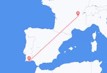 Loty z dystryktu Faro, Portugalia do Lyonu, Francja