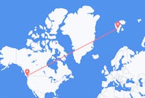 Flüge von Nanaimo, Kanada nach Spitzbergen, Spitzbergen und Jan Mayen