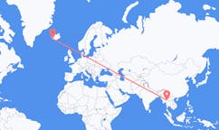 航班从泰国清迈市到雷克雅维克市，冰岛塞尔
