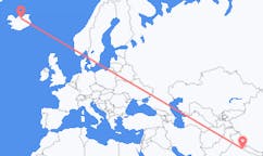 Flights from the city of Pantnagar, India to the city of Akureyri, Iceland