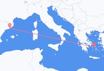 Vluchten van Ano Syros, Griekenland naar Barcelona, Spanje