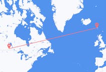Vluchten van Brandon, Canada naar Sørvágur, Faeröer
