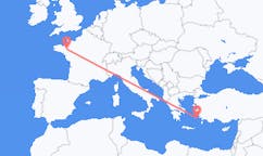 ギリシャのカリムノス島から、フランスのレンヌまでのフライト