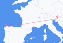 Flyreiser fra Ljubljana, til La Coruña