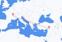 Flyreiser fra Gaziantep, Tyrkia til Lyon, Frankrike