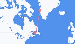 カナダのシドニーから、グリーンランドのマニツォクまでのフライト