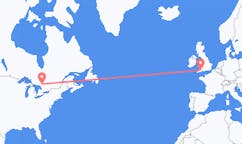 出发地 加拿大北灣前往英格兰的埃克塞特的航班