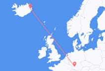 Vluchten van Egilsstaðir, IJsland naar Stuttgart, Duitsland