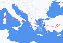 イタリアのオルビアからから、トルコのコンヤまでのフライト