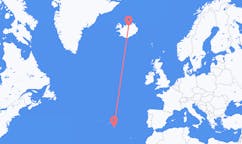 Vluchten van Akureyri, IJsland naar Santa Maria, Portugal