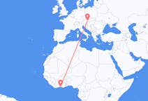 Flyreiser fra Abidjan, Elfenbenskysten til Wien, Østerrike