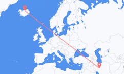 航班从伊朗伊斯法罕市到阿克雷里市，冰岛塞尔