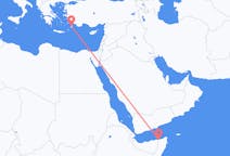 Flyg från Bosaso, Somalia till Rhodes, England, Grekland