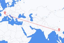 Flyg från Kengtung, Myanmar (Burma) till Lyon, Frankrike