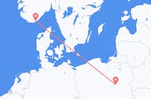 Vluchten van Kristiansand, Noorwegen naar Warschau, Polen