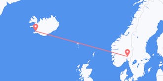 出发地 挪威目的地 冰岛的航班