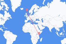 Flyreiser fra Mombasa, Kenya til Lerwick, Skottland