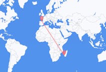Flyrejser fra Toliara, Madagaskar til Santander, Spanien
