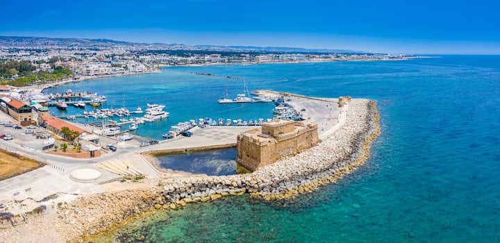 Medieval port castle in the harbour in Paphos, Cyprus