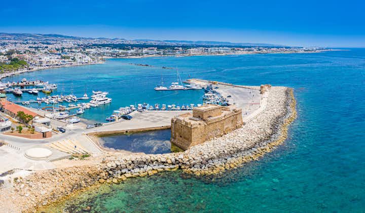 Medieval port castle in the harbour in Paphos, Cyprus