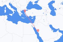 Vluchten van Yanbu, Saoedi-Arabië naar Mytilini, Griekenland