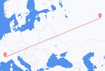 Fly fra Perm til Grenoble