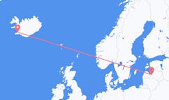 Fly fra byen Riga, Letland til byen Reykjavik, Island