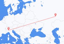 Vluchten van Samara, Rusland naar Milaan, Italië
